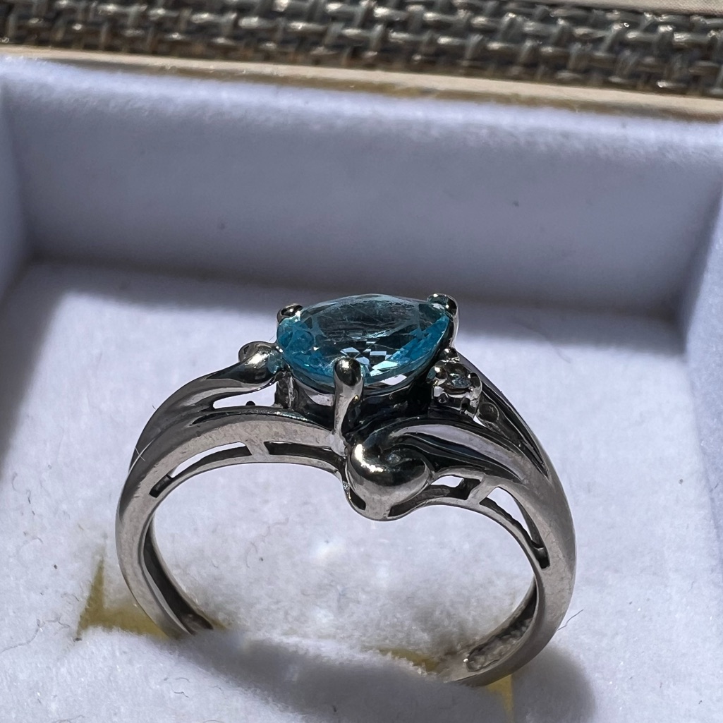 Blue Topaz Diamond Ring